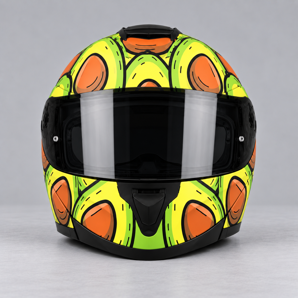 Avocado helmet wrap — front view