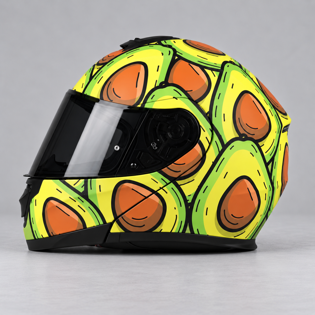 Avocado helmet wrap — left view