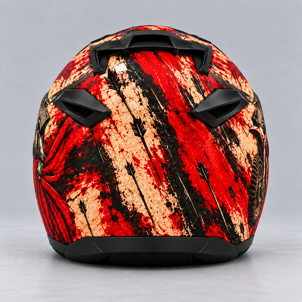Biker Warrior helmet wrap — back view