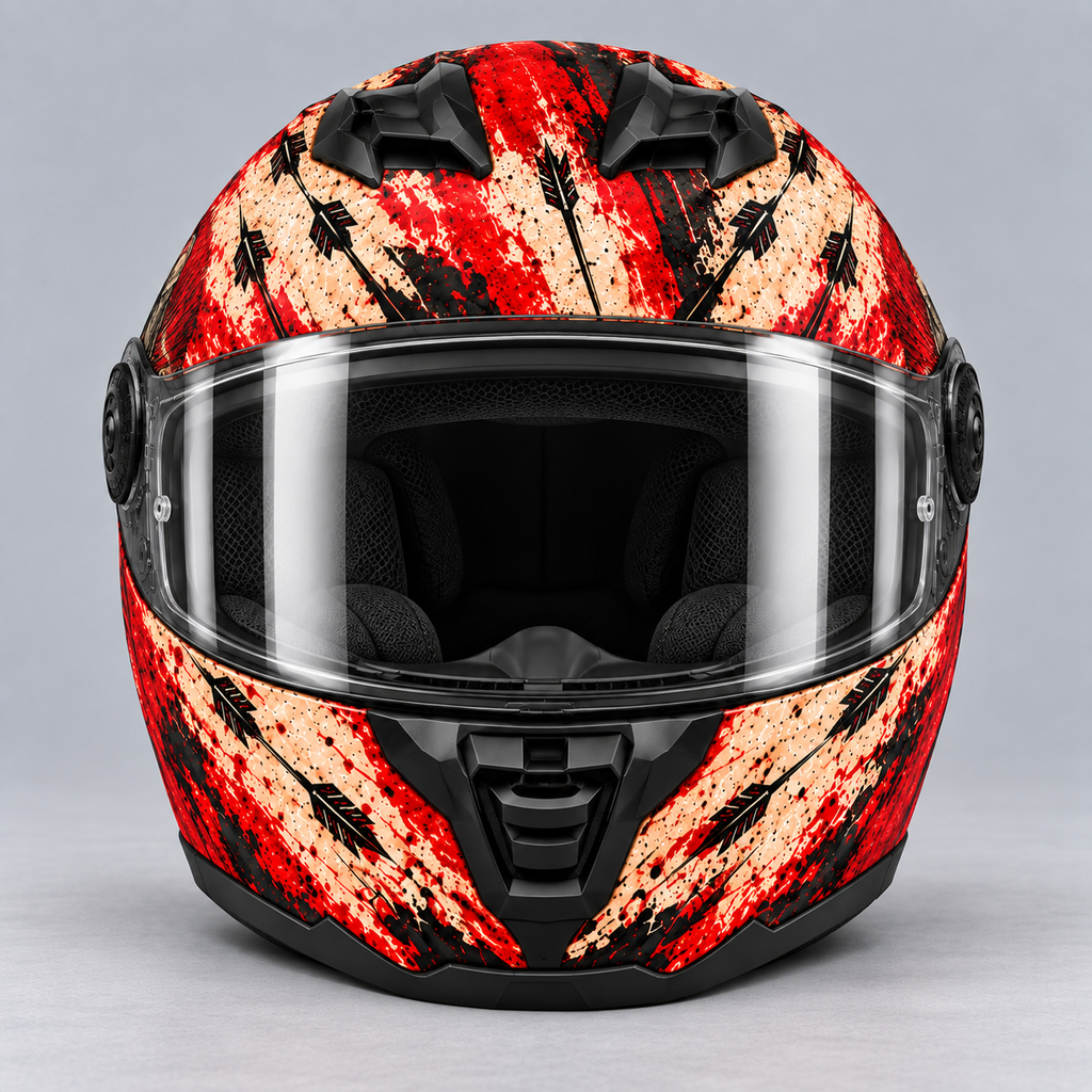 Biker Warrior helmet wrap — front view