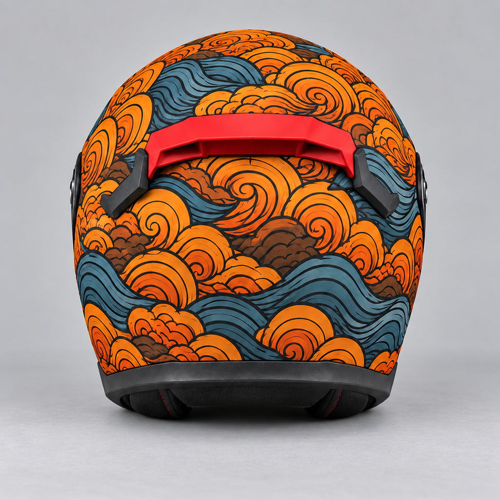 colorful cloud helmet wrap — back view