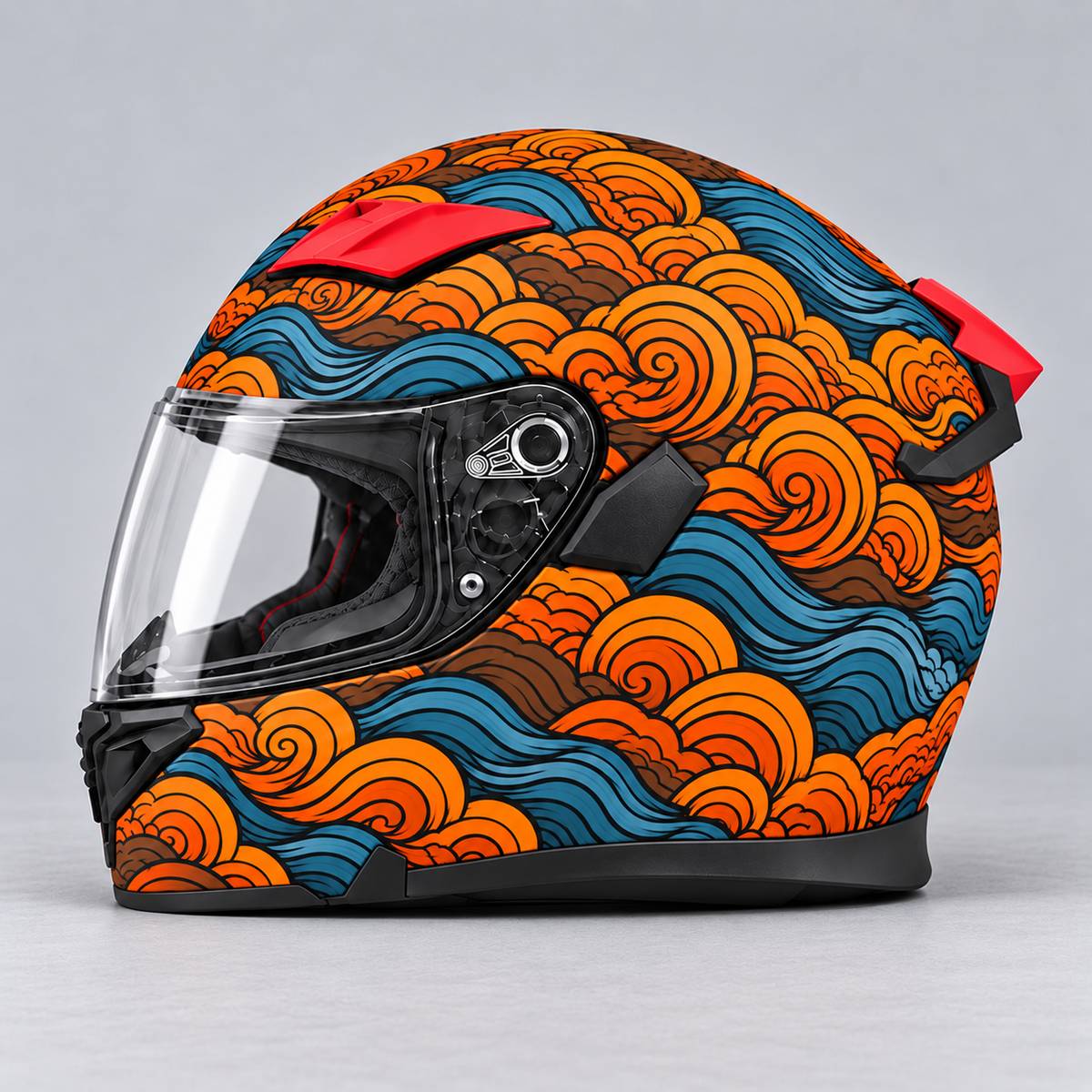 colorful cloud helmet wrap — left view