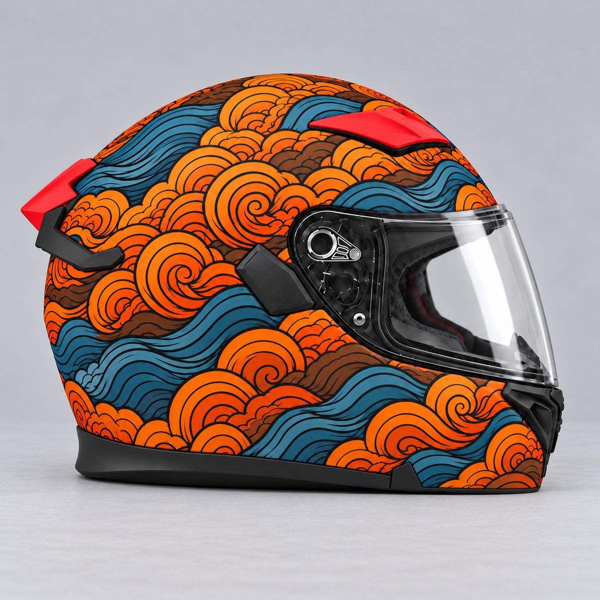 colorful cloud helmet wrap — right view