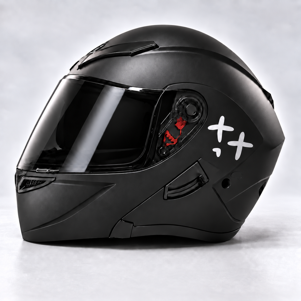 Notobyn cross-face sticker - side helmet view