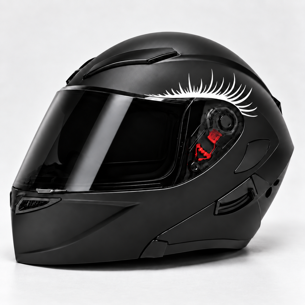 Notobyn eyelashes sticker - left helmet view
