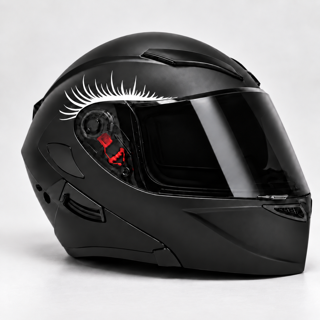 Notobyn eyelashes sticker - right helmet view