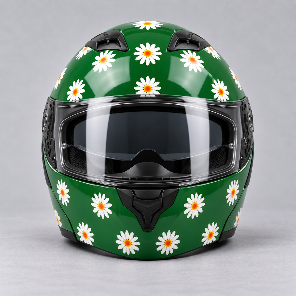 Flower Pattern helmet wrap — front view