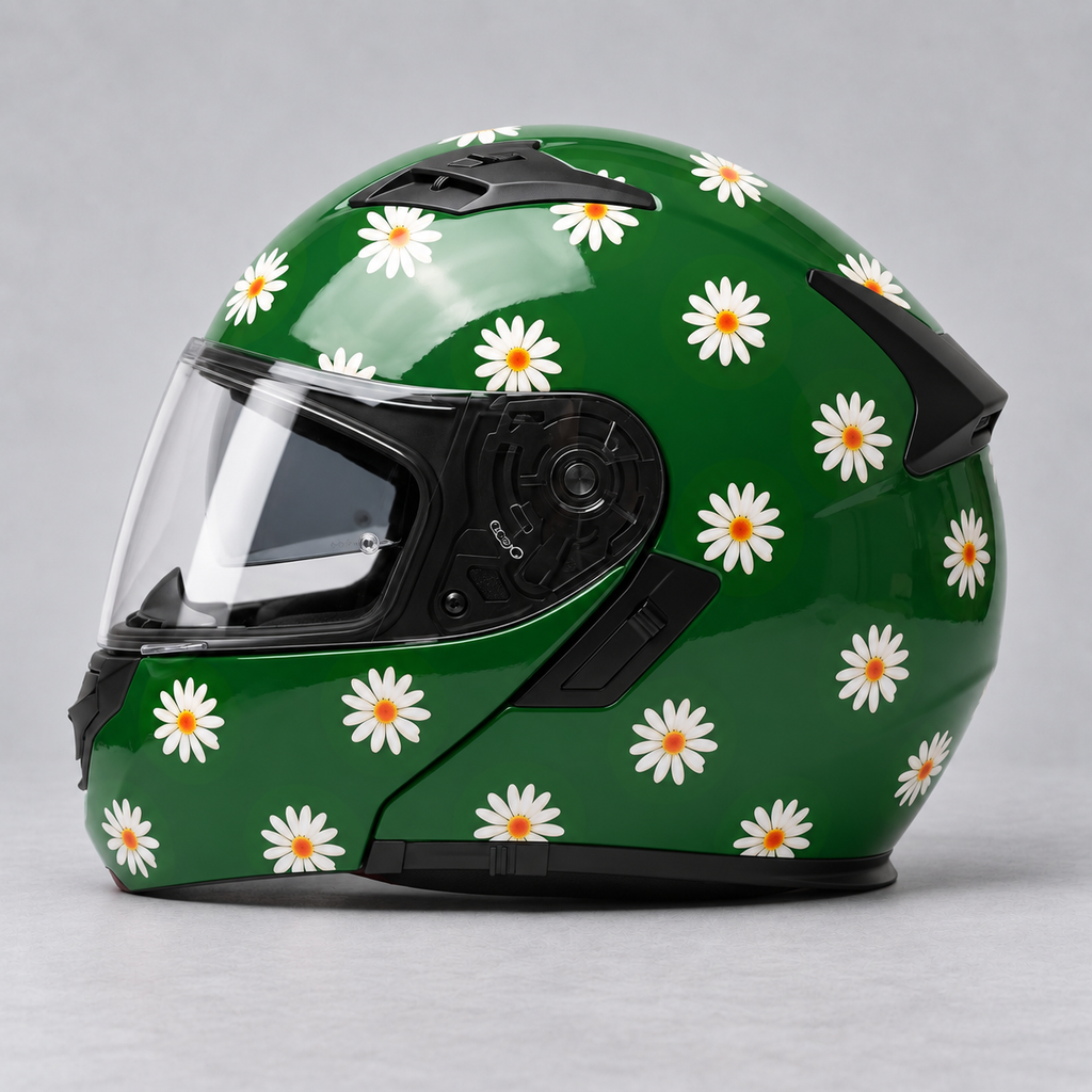 flower pattern helmet wrap — studio preview