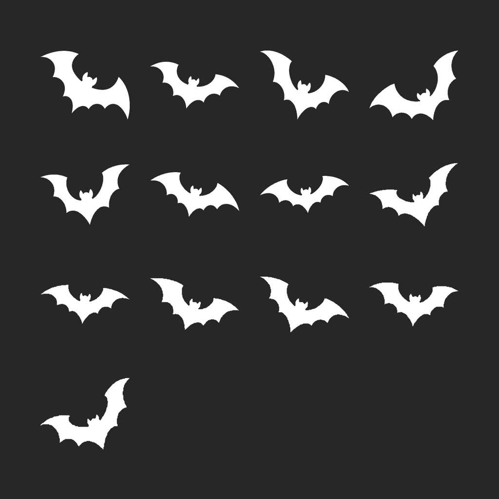 Bats Helmet Sticker Set — complete white sticker set
