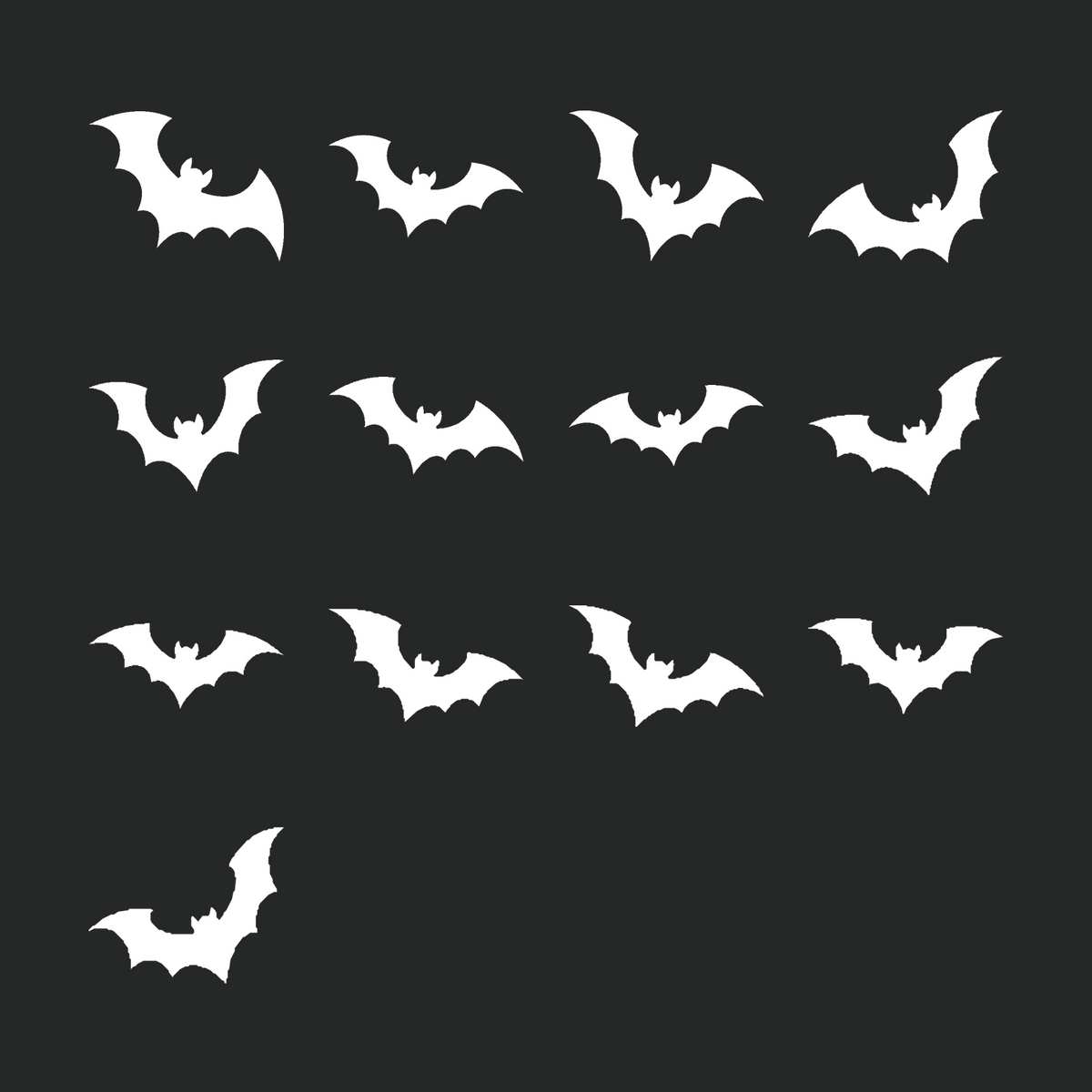 Bats Helmet Sticker Set — complete white sticker set