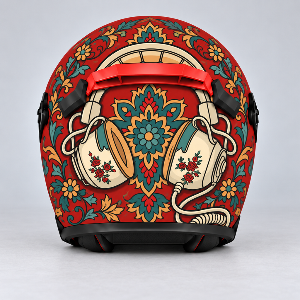 headphones helmet wrap — back view