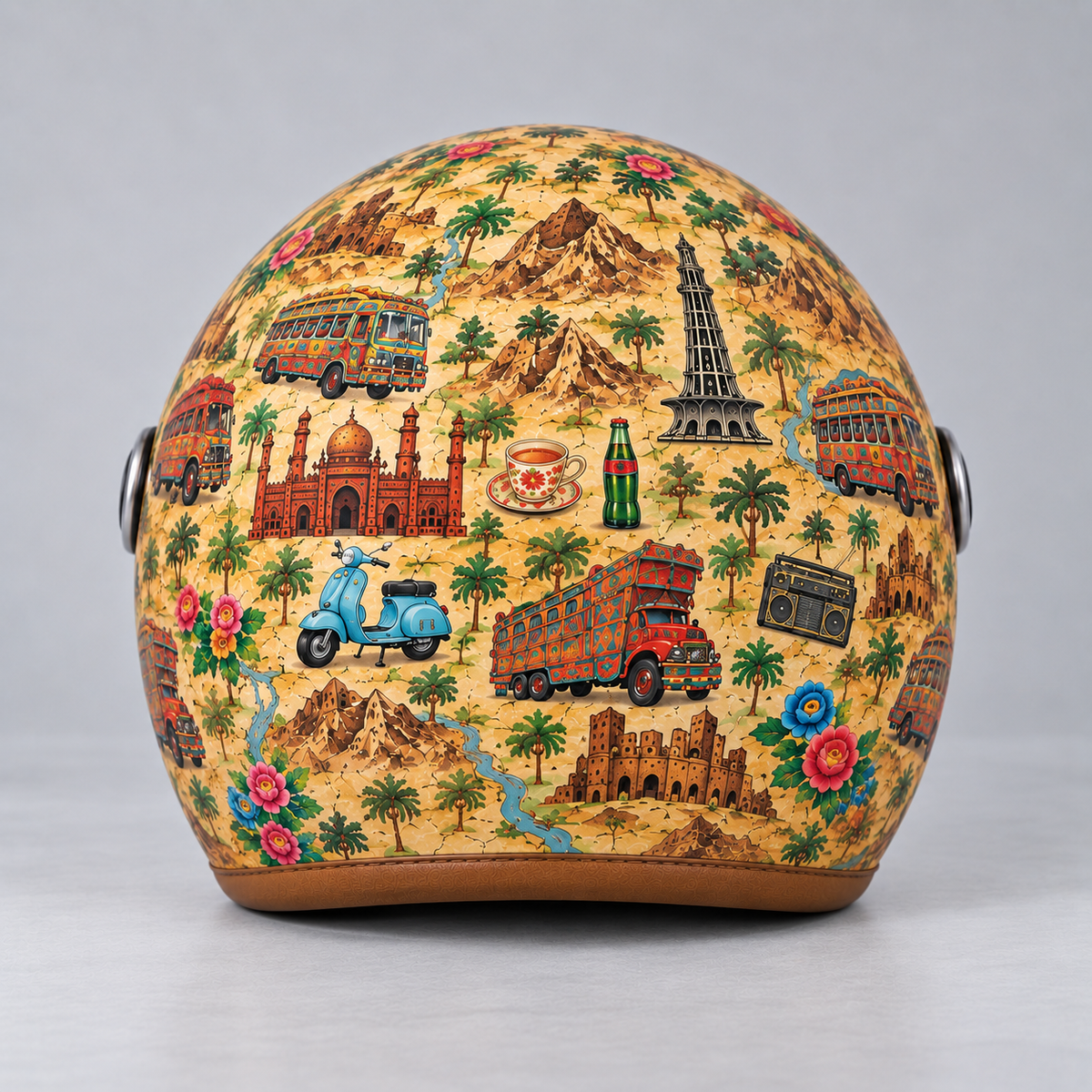 Retro Pakistan helmet wrap — back view