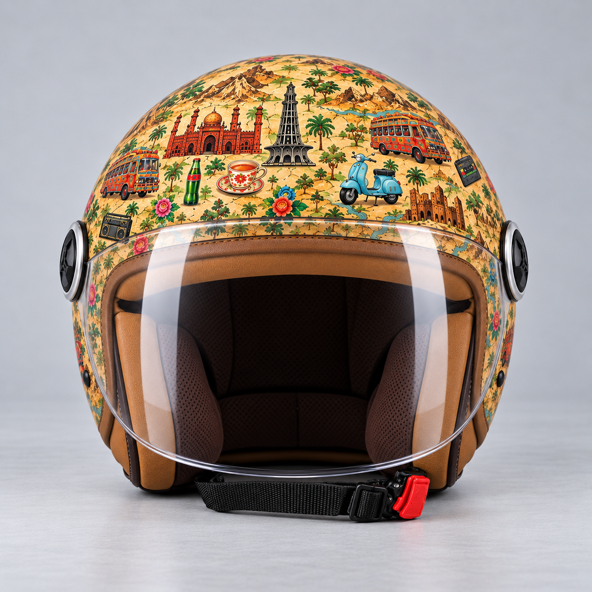 Retro Pakistan helmet wrap — front view