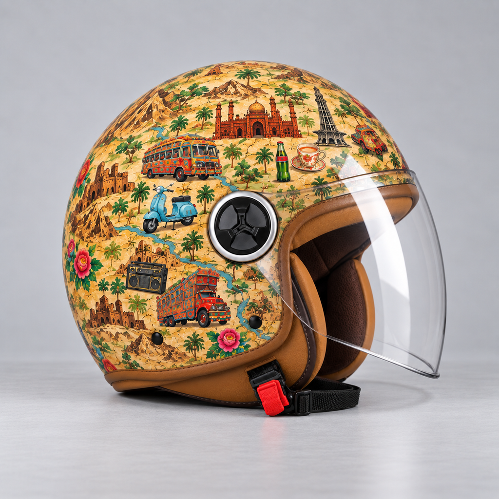 Retro Pakistan helmet wrap — right view