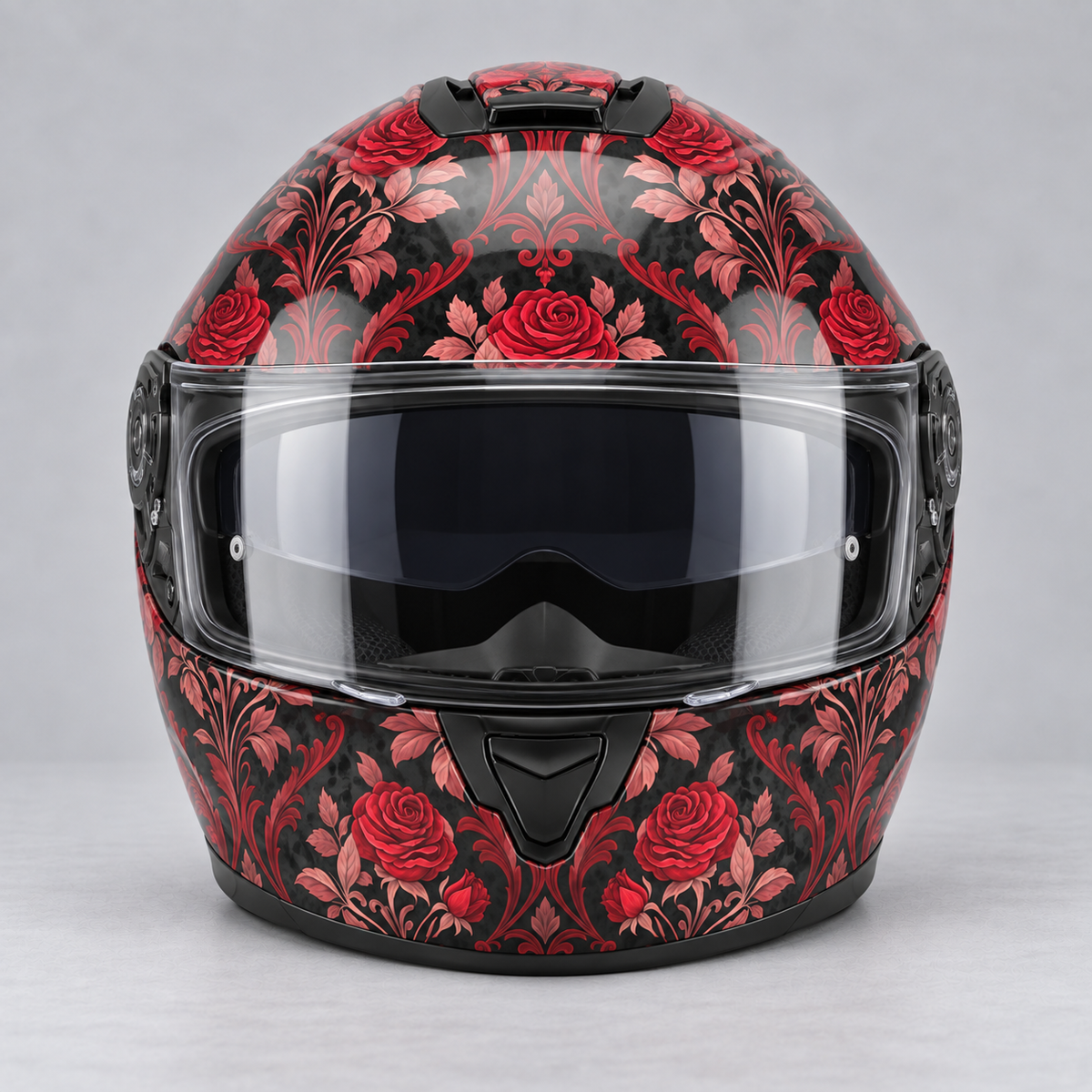 Rose Pattern helmet wrap — front view