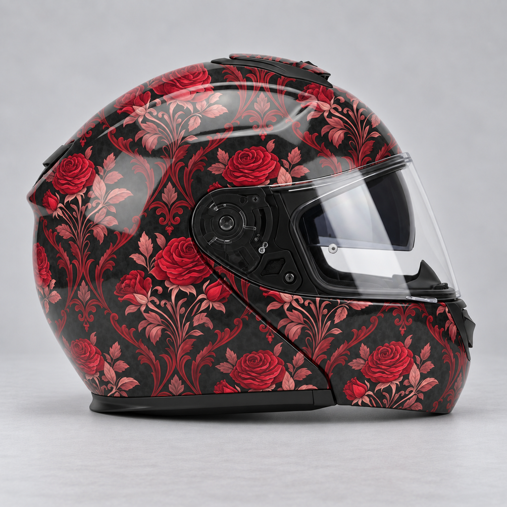 Rose Pattern helmet wrap — right view