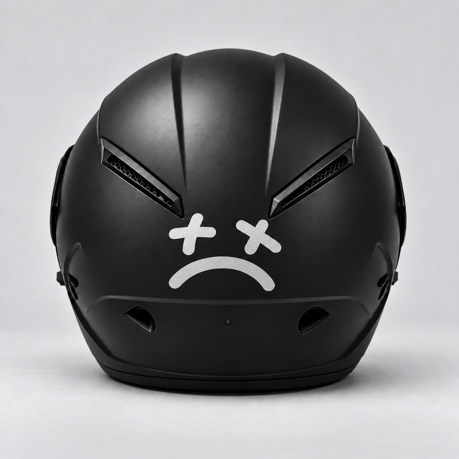 Sad Face Helmet Sticker