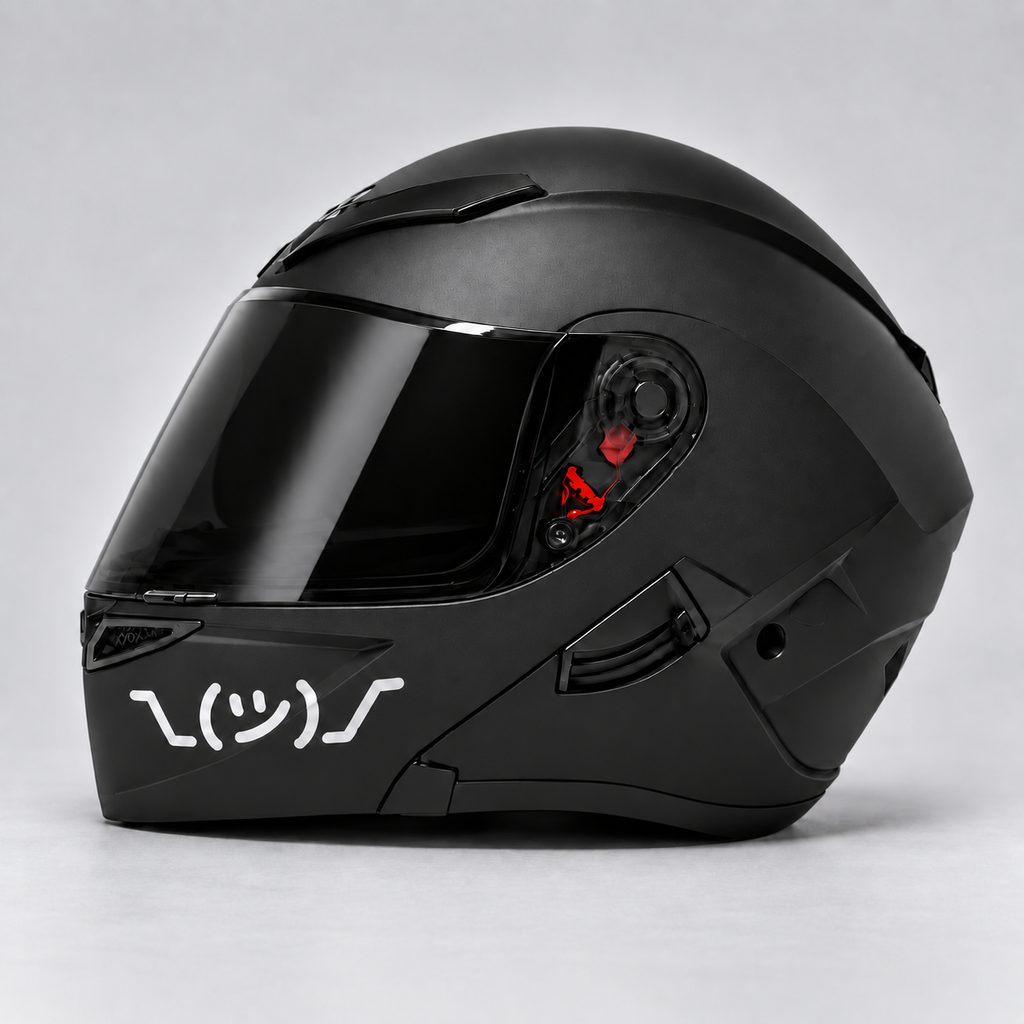 Notobyn shrug sticker - side helmet view