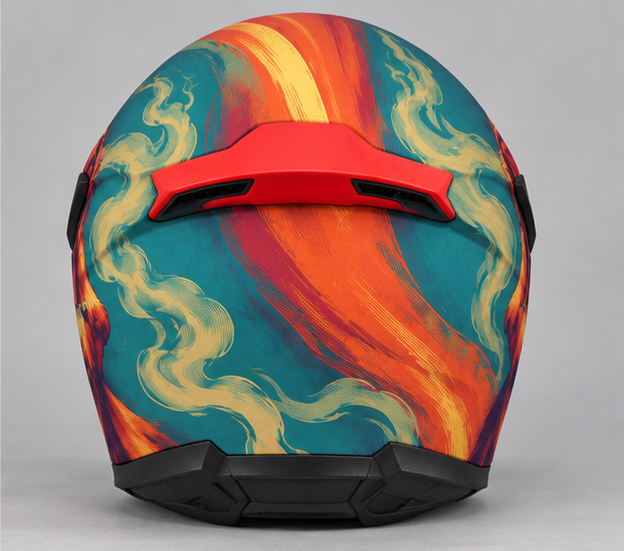 smoking dog helmet wrap — back view