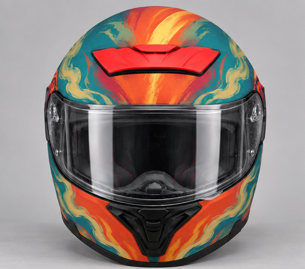 smoking dog helmet wrap — front view