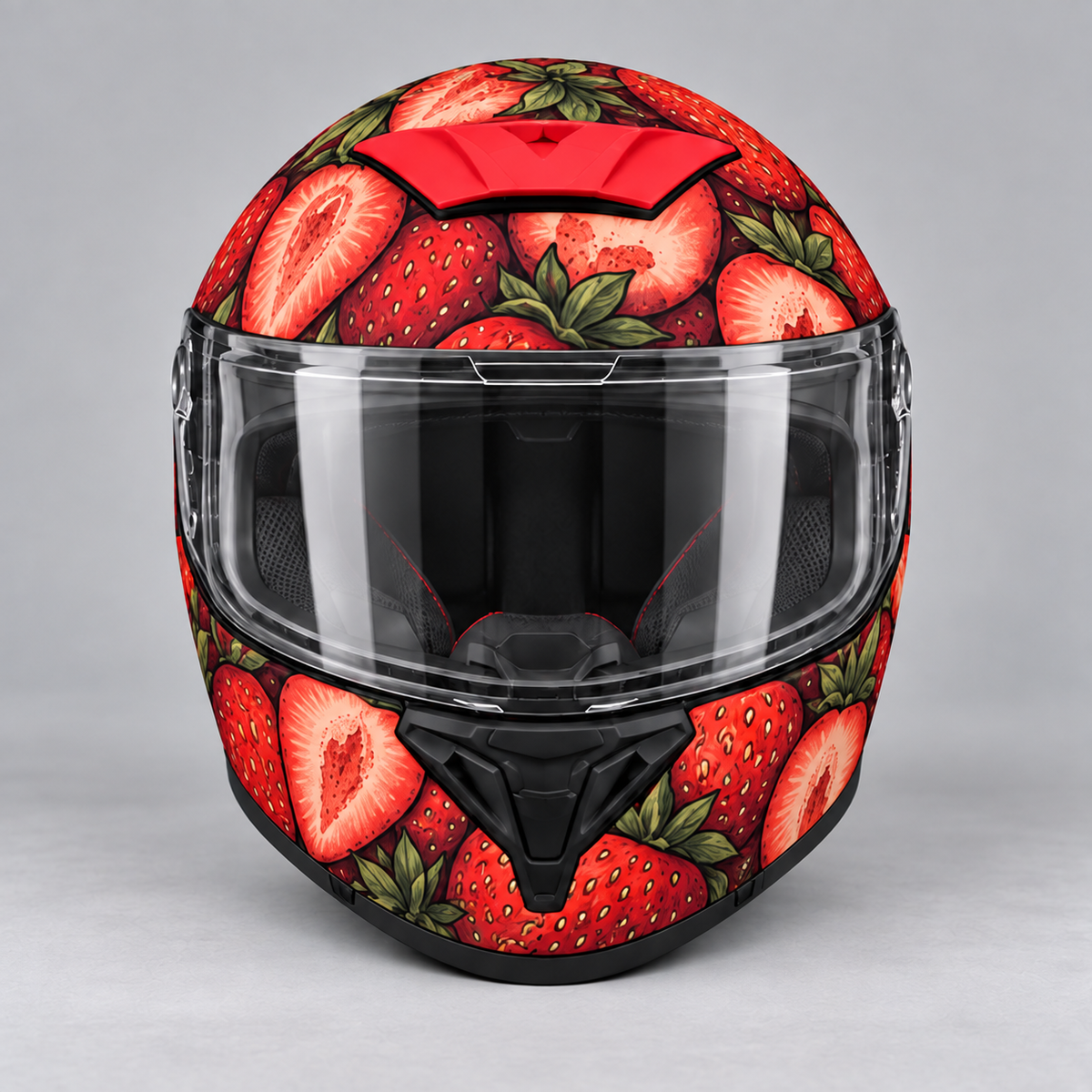 strawberries helmet wrap — front view