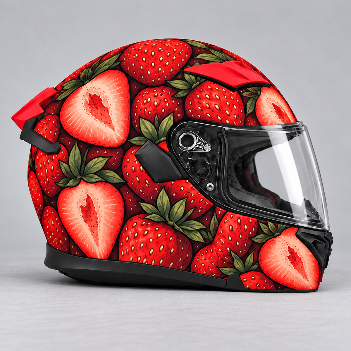 strawberries helmet wrap — right view