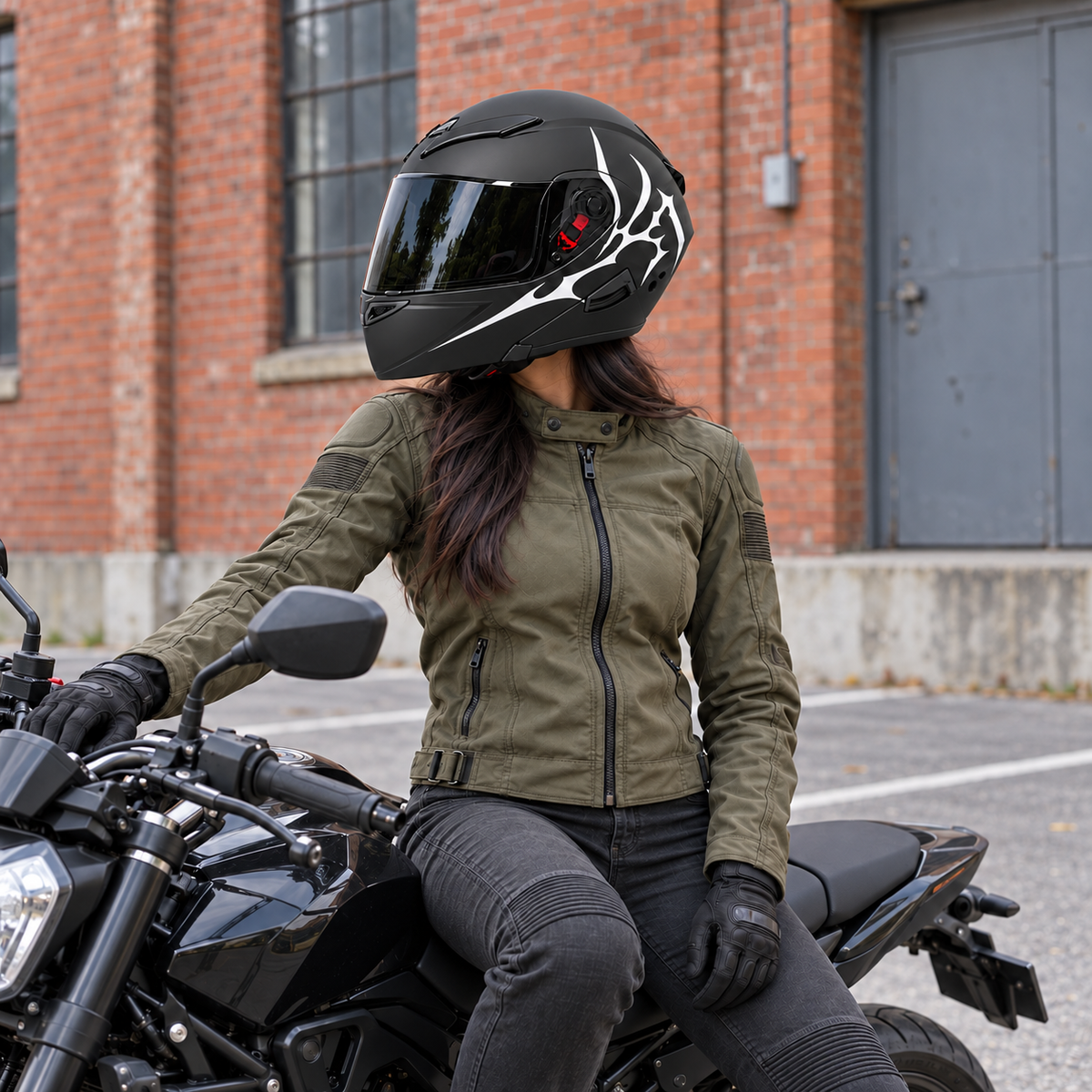 Rider wearing Tribal 01 Helmet Sticker Set — approved lifestyle preview