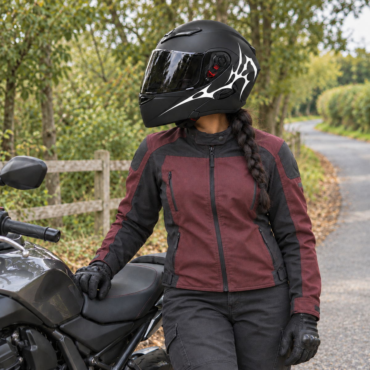 Rider wearing Tribal 03 Helmet Sticker Set — approved lifestyle preview